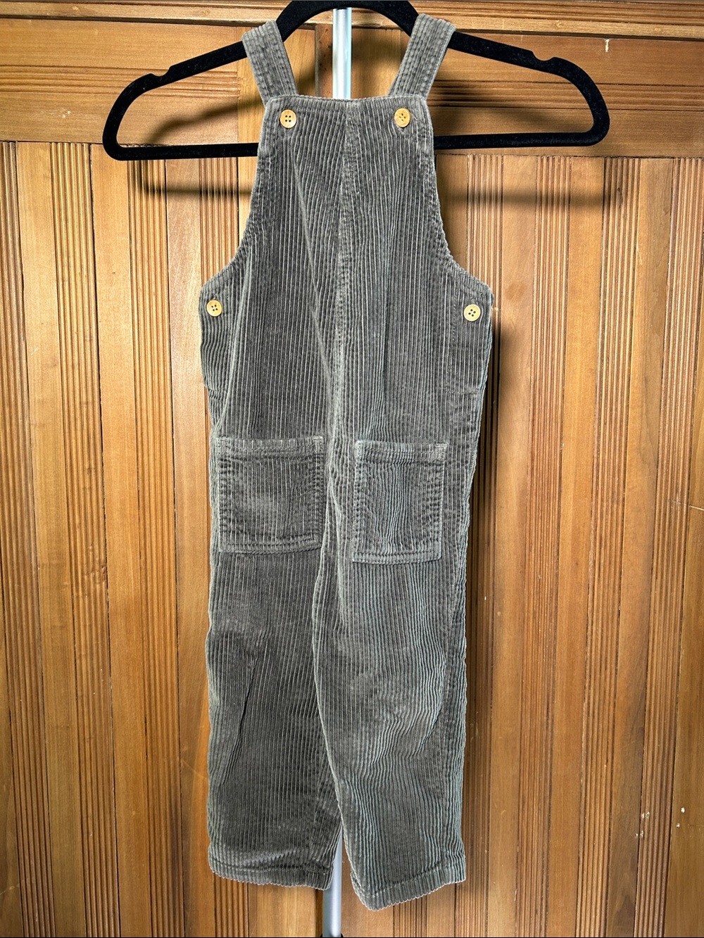 Little Co. Corduroy Overalls with Front Pockets - Olive Green